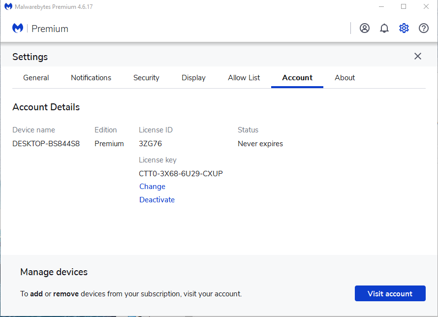 Malwarebytes V4 License