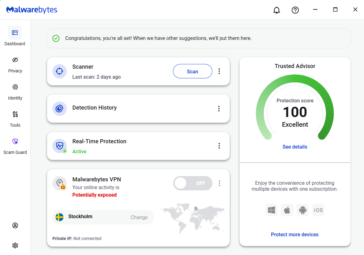 Malwarebytes V5 Dashboard